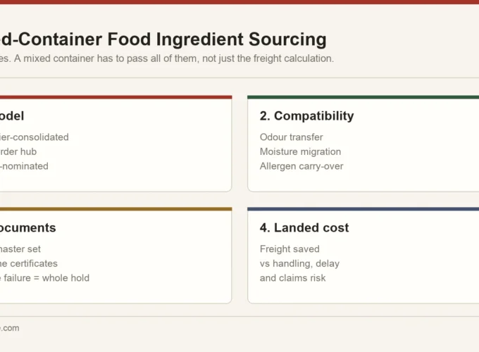 Four-part go/no-go framework for mixed food ingredient containers: consolidation model, cargo compatibility, document set and landed cost