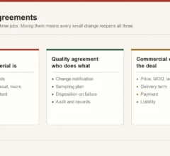 Division of content between an ingredient specification, a quality agreement and a commercial contract